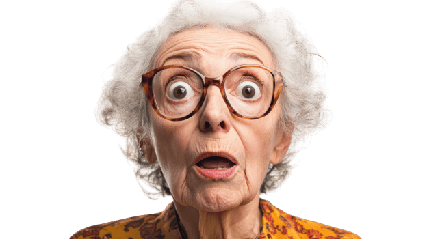 An old woman with glasses on her face png