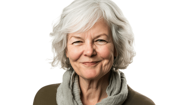 An older woman with white hair smiling png