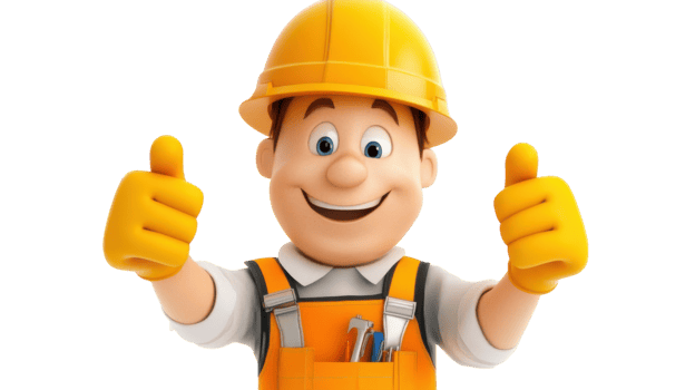 A cartoon construction worker with a thumbs up png