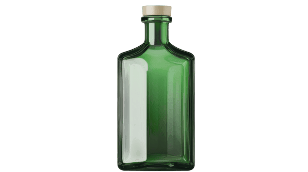 A green glass bottle with a wooden cap png