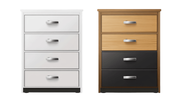 A white and black dresser and a brown and white one png