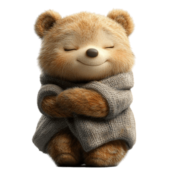 3D Cute Bear Isolated on Transparent Background png