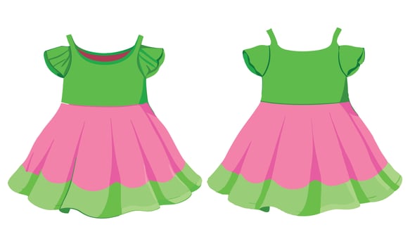 Baby girls dress design front and back view vector