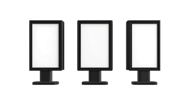 Three square light fixtures on black background png