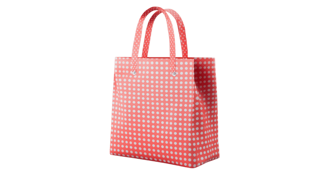 A red and white polka dot bag png
