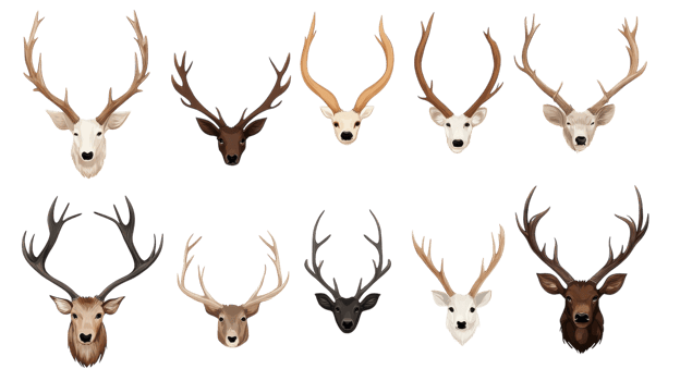 Deer heads on black background png