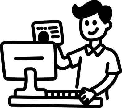 Cashier icon in hand drawn style vector