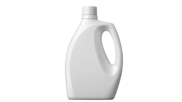 A white plastic bottle with a handle on a black background png