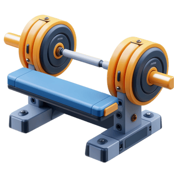3D Fitness Dumbbell on Wooden Stand Isolated on Transparent Background png