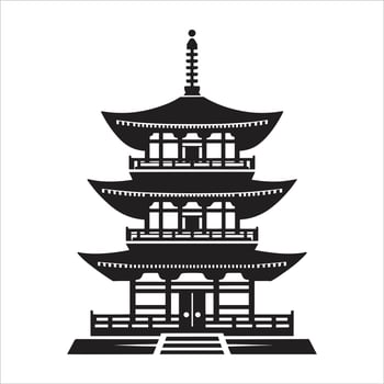 Silhouette Illustration Japanese Temple vector