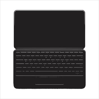 Laptop Logo Icon Black And White Silhouette Illustration On White Background vector