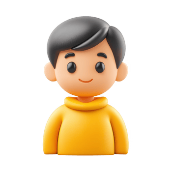 3D icon avatar cartoon character, smiling man. learning people close up portrait on isolated on transparent background png