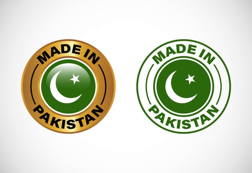 Made in Pakistan label icon with flag. Icon set for business, badge, seal, sticker, logo, and symbol vector