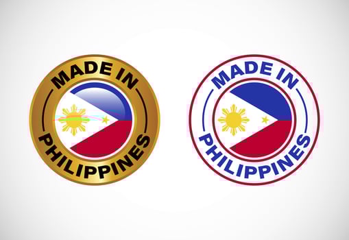 Made in Philippines New Guinea label icon with flag. Icon set for business, badge, seal, sticker, logo, and symbol vector