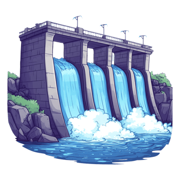 Dam with Water Flowing on Transparent Background png
