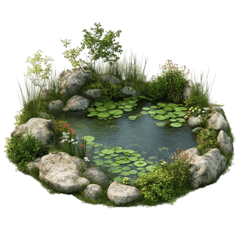 image of a small pond on a transparent background png