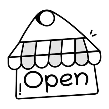 Shop open icon in drawing style vector