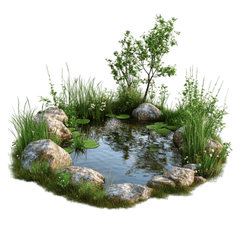 image of a small pond on a transparent background png