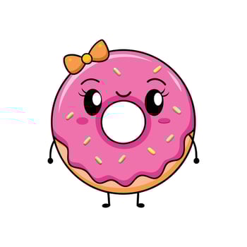 Delicious Donut Cartoon Clipart Illustration on White Background vector
