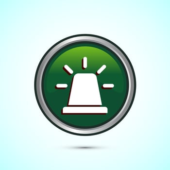 Emergency siren icon, Ambulance emergency siren sign. Green Color Round Button Design vector