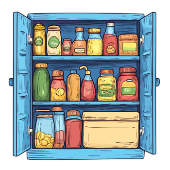 Hand drawn pantry cartoon vector illustration on a transparent background png