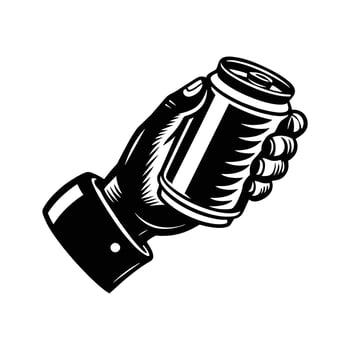 A hand holding a can of soda vector