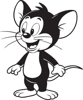 cartoon mouse with big eyes and a smile vector