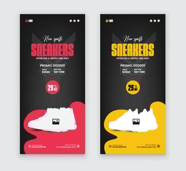 Shoes big sale Exclusive sports shoes rack card design vector