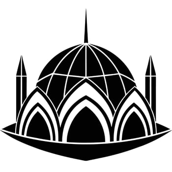 A black and white logo of a mosque design on a white background vector
