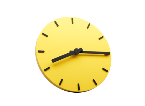 3d Simple Yellow Round Wall Clock Eight Fifteen Quarter Past Eight 3d illustration png