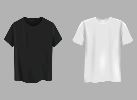 Black White T-Shirt Mockup Set Clothing Garments Showcase Branding Template vector