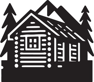 Winter cabin silhouette. vector