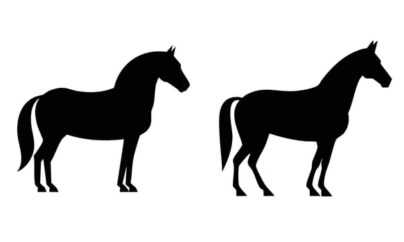 set of two horse silhouette object vector