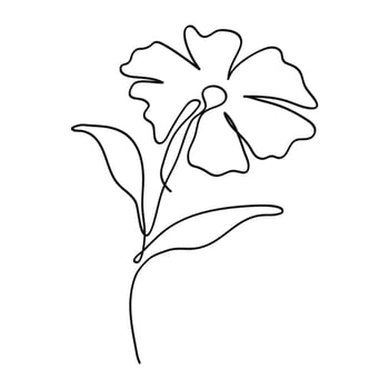 Flower blossom.Single one continuous line art. illustration vector