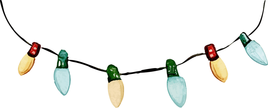 Festive String Lights with Multicolor Bulbs Simple Design png
