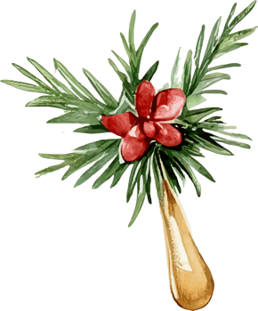 Sprig of Pine and Berries for Festive Decoration Watercolor Style png