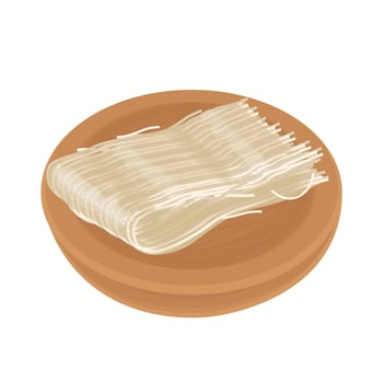 Illustration Logo Clipart dry rice nooles on a wooden plate vector