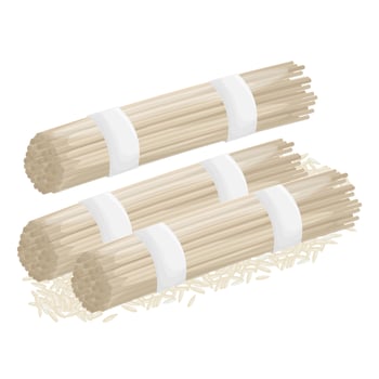 Illustration Logo Clipart Dried rice noodles rice vermicelli or rice sticks isolated vector