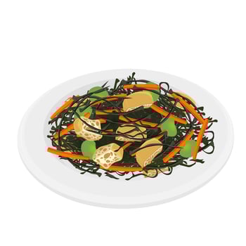 Illustration Logo Clipart Hijiki no nimono or Hijiki Seaweed salad vector