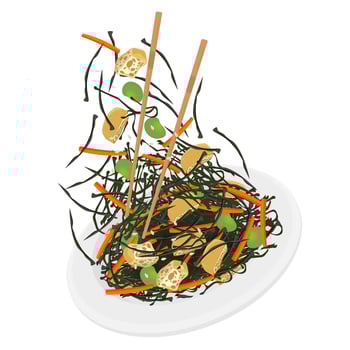 Illustration Logo Clipart Levitation Hijiki no nimono or Hijiki salad vector
