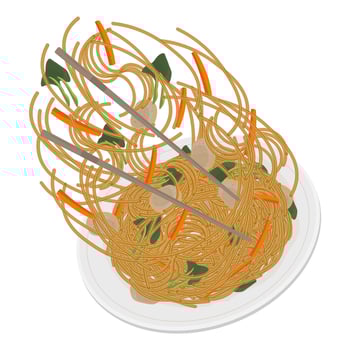 Illustration Logo Clipart Levitation Bihun goreng Fried Rice Stick or Fried rice noodles vector