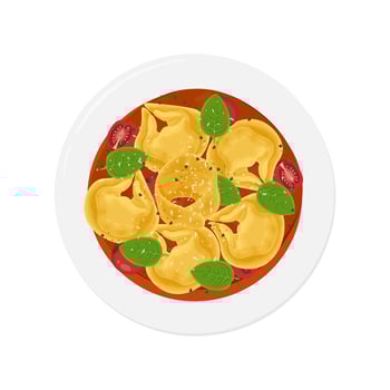 Illustration Logo Clipart Top View Tortellini al Ragu or Tortellini Bolognese vector