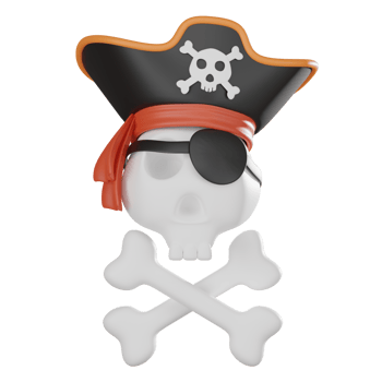 3D Render Pirate Skull and Crossbones Icon llustration png