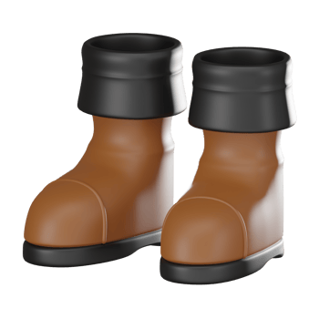 3D Render Pirate Boot Brown with Black Soles Icon llustration png