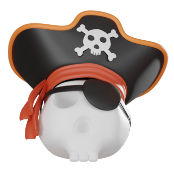 3D Render Pirate Hat with Skull Icon llustration png
