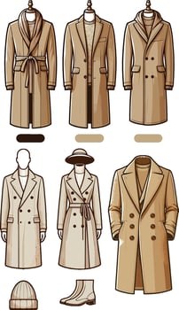 Powder Tan Beige Overcoat Design vector