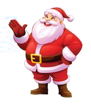 Santa Claus waving cheerfully, spreading holiday joy. Cartoon illustration vector