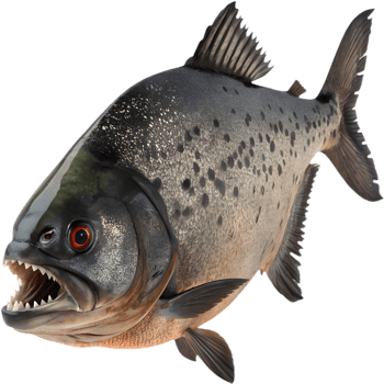 Bold Piranha with Fierce Expression in Dynamic Art. . png