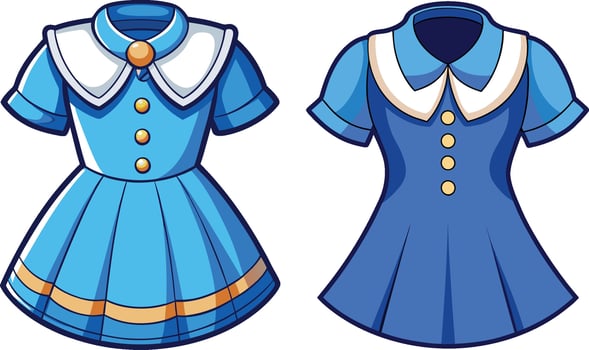 Bold Sapphire Blue Peter Pan Dress vector