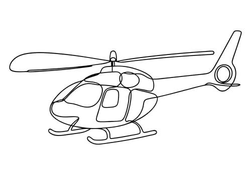 Continuous Line Art of Helicopter. Minimalist Aviation and Transportation Illustration vector